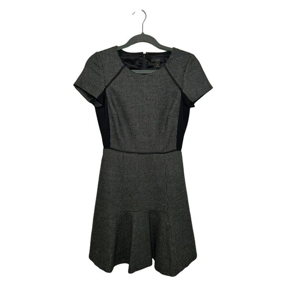 J. Crew Women’s Dress Career Wool Blend Tweed A Line Flare Mini Gray Black SZ 00 - Picture 2 of 7